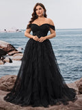 Women's Off Shoulder Fashion Designer 1-4XL Long Dresses (Plus Size)