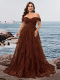 Women's Off Shoulder Fashion Designer 1-4XL Long Dresses (Plus Size)