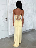 Women's Off Shoulder Fashion Designer Low-Cut Back Dresses (Long)-Women's Fashion Designer Dresses