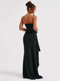 Women's Off Shoulder Fashion Designer Ruffled High Split Dresses (Long)-Women's Fashion Designer Dresses