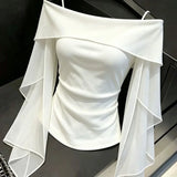 Women's Off Shoulder Fashion Designer S-2XL Long-Sleeve Tops