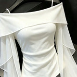 Women's Off Shoulder Fashion Designer S-2XL Long-Sleeve Tops
