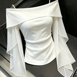 Women's Off Shoulder Fashion Designer S-2XL Long-Sleeve Tops
