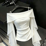 Women's Off Shoulder Fashion Designer S-2XL Long-Sleeve Tops