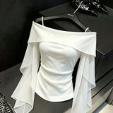 Women's Off Shoulder Fashion Designer S-2XL Long-Sleeve Tops