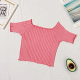Women's Off Shoulder Knitted Ribbed Fashion Designer T-Shirts-Women's Tops Fashion Designer T-Shirts / Blouses