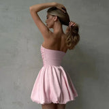 Women's Off Shoulder Puffed Fashion Designer Mini Dresses (Short)-Women's Fashion Designer Dresses
