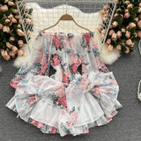 Women's Off Shoulder Rompers Fashion Designer Floral Jumpsuits-Women's Fashion Designer Rompers / Jumpsuits