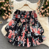 Women's Off Shoulder Rompers Ruffles Fashion Designer Floral Printed Jumpsuits