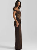 Women's Off Shoulder S-L Fashion Designer Lace Dresses (Long)