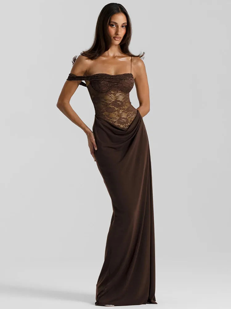 Women's Off Shoulder S-L Fashion Designer Lace Dresses (Long) –  International Women's Clothing