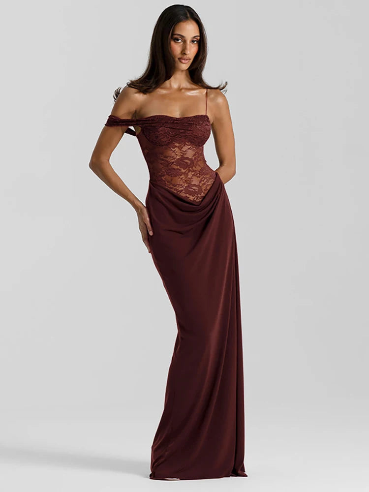 Women's Off Shoulder S-L Fashion Designer Lace Dresses (Long) –  International Women's Clothing