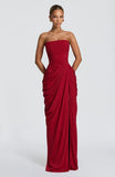 Women's Off Shoulder S-L Fashion Designer Ruched Dresses (Long)