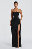 Women's Off Shoulder S-L Fashion Designer Ruched Dresses (Long)