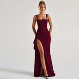 Women's Off Shoulder S-L Fashion Designer Ruched Dresses (Long)