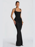 Women's Off Shoulder S-L Fashion Designer Ruched Dresses (Long)