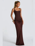 Women's Off Shoulder S-L Fashion Designer Ruched Dresses (Long)