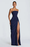 Women's Off Shoulder S-L Fashion Designer Ruched Dresses (Long)