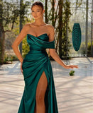 Women's Off Shoulder Satin Fashion S-3XL Designer Prom Ball Dresses (Long)