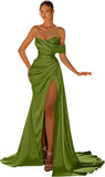 Women's Off Shoulder Satin Fashion S-3XL Designer Prom Ball Dresses (Long)