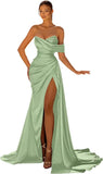 Women's Off Shoulder Satin Fashion S-3XL Designer Prom Ball Dresses (Long)
