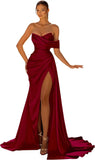 Women's Off Shoulder Satin Fashion S-3XL Designer Prom Ball Dresses (Long)