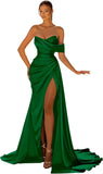 Women's Off Shoulder Satin Fashion S-3XL Designer Prom Ball Dresses (Long)