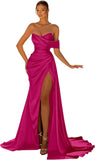 Women's Off Shoulder Satin Fashion S-3XL Designer Prom Ball Dresses (Long)