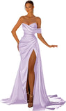 Women's Off Shoulder Satin Fashion S-3XL Designer Prom Ball Dresses (Long)