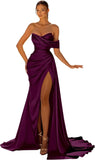 Women's Off Shoulder Satin Fashion S-3XL Designer Prom Ball Dresses (Long)