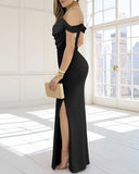 Women's Off Shoulder Split S-2XL Fashion Designer Prom Dresses (Long)