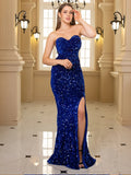 Women's Off Shoulder XS-L Split Sequin Fashion Designer Dresses (Long)-Women's Fashion Designer Dresses-International Women's Clothing