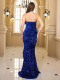 Women's Off Shoulder XS-L Split Sequin Fashion Designer Dresses (Long)-Women's Fashion Designer Dresses-International Women's Clothing