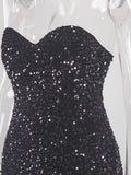 Women's Off Shoulder XS-L Split Sequin Fashion Designer Dresses (Long)-Women's Fashion Designer Dresses-International Women's Clothing
