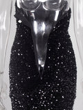 Women's Off Shoulder XS-L Split Sequin Fashion Designer Dresses (Long)-Women's Fashion Designer Dresses-International Women's Clothing