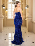 Women's Off Shoulder XS-L Split Sequin Fashion Designer Dresses (Long)-Women's Fashion Designer Dresses-International Women's Clothing