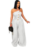 Women's Off Shoulders S-2XL Fashion Designer Jumpsuits-Women's Fashion Designer Rompers / Jumpsuits-white jumpsuits-Women&#x27;s fashion designer plus size clothes