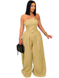 Women's Off Shoulders S-2XL Fashion Designer Jumpsuits-Women's Fashion Designer Rompers / Jumpsuits-khaki jumpsuits-Women&#x27;s fashion designer plus size clothes