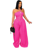 Women's Off Shoulders S-2XL Fashion Designer Jumpsuits-Women's Fashion Designer Rompers / Jumpsuits-rose red jumpsuits-Women&#x27;s fashion designer plus size clothes