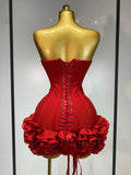 Women's Off Shoulders Flower Fashion Designer Ruffled XS-L Dresses (Short)