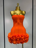 Women's Off Shoulders Flower Fashion Designer Ruffled XS-L Dresses (Short)
