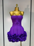 Women's Off Shoulders Flower Fashion Designer Ruffled XS-L Dresses (Short)