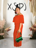 Women's Off Shoulders Pleated L-4XL Fashion Designer Jumpsuits (Plus Size)