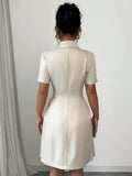 Women's Office Double Breasted Fashion Designer Mini S-2XL Dresses (Short)
