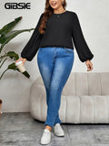 Women's Office Fashion Designer Chiffon Blouse Long-Sleeve Tops (Plus Size)