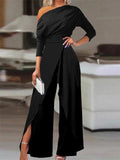 Women's One Shoulder Asymmetrical Ruffled Fashion Designer Jumpsuits-Women's Fashion Designer Rompers / Jumpsuits