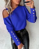 Women's One Shoulder Fashion Designer Lantern Long-Sleeve Tops-Women's Tops Fashion Designer Plus Size T-Shirts / Blouses