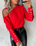 Women's One Shoulder Fashion Designer Lantern S-2XL Long-Sleeve Tops