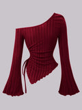 Women's One Shoulder Tops Fashion Designer Ribbed Knitted XS-XL Cardigans