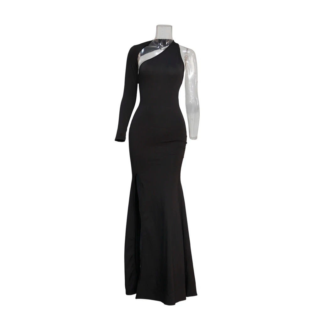 Women's One Sleeve S-XL Fashion Designer Backless Dresses (Long) International Women's Clothing Women's One Sleeve S-XL Fashion Designer Backless Dresses (Long) International Women's Clothing